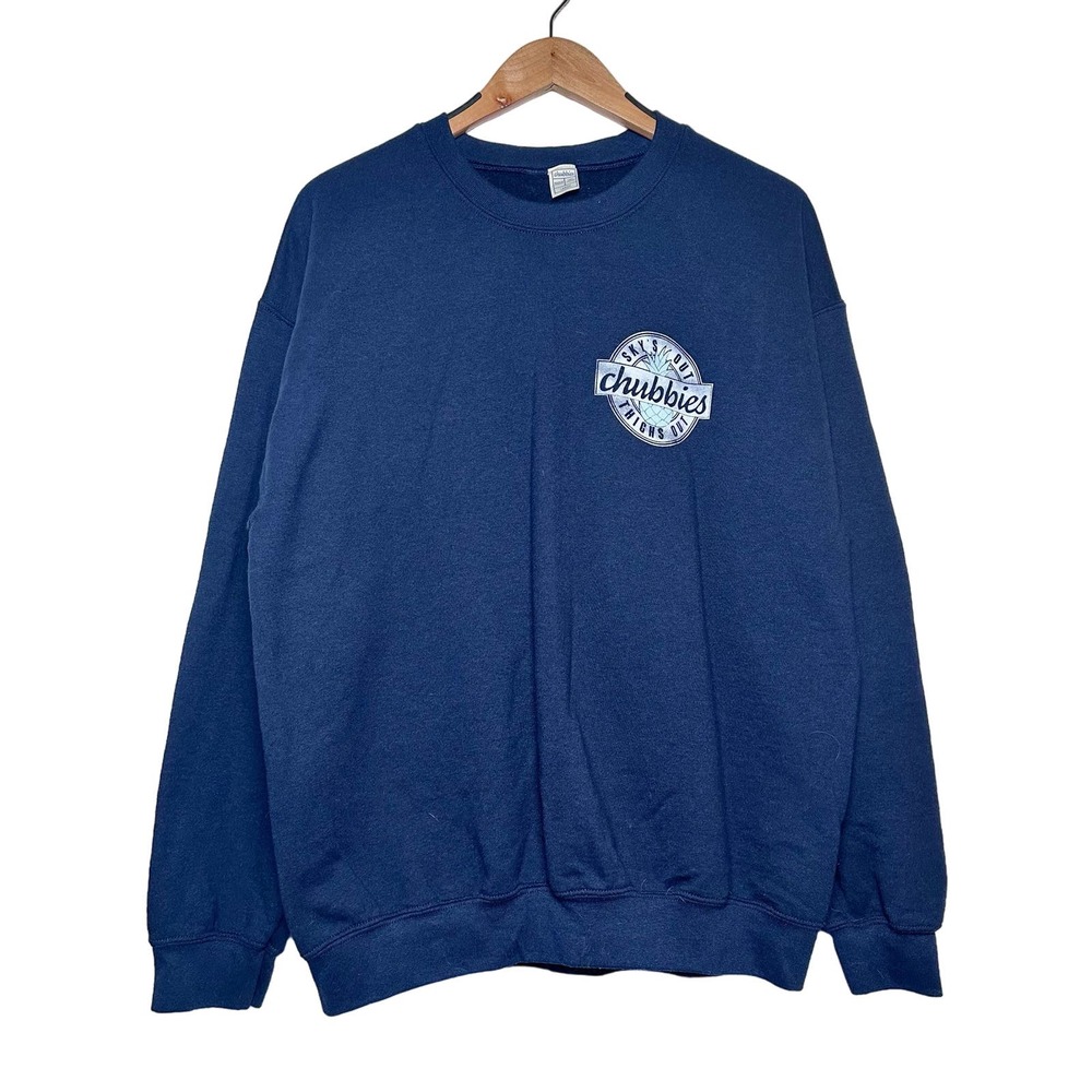 Chubbies | Men | Navy Blue Sky’s Out Thighs Out Novelty Sweatshirt | Size Large